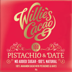 Willie's Cacao Pistachio & Date chocolate, 100 %