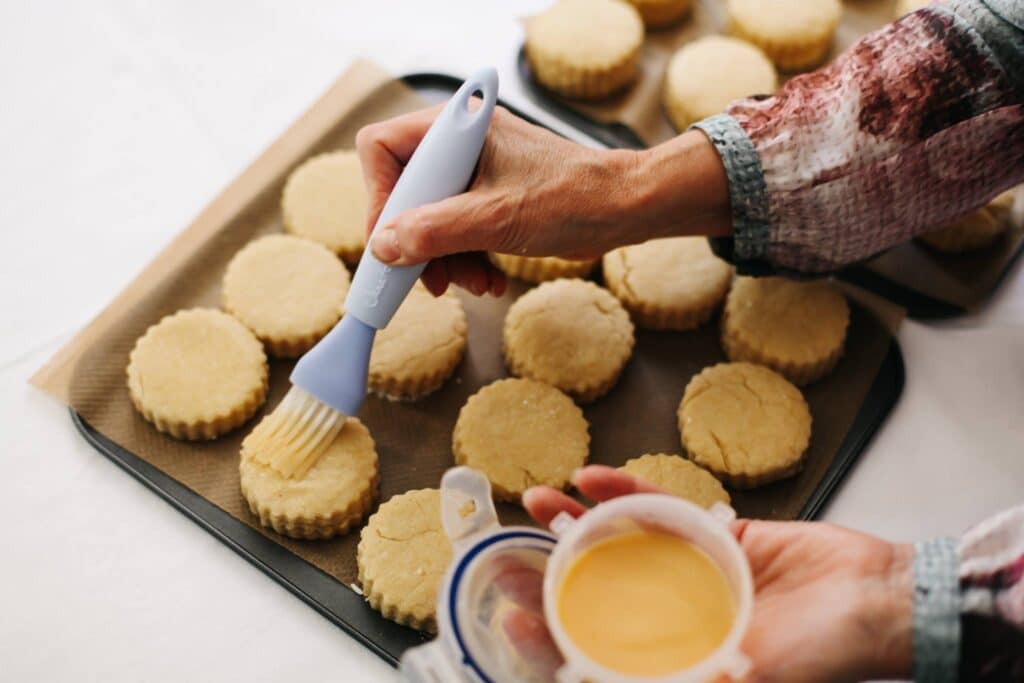 Preparing scones for baking