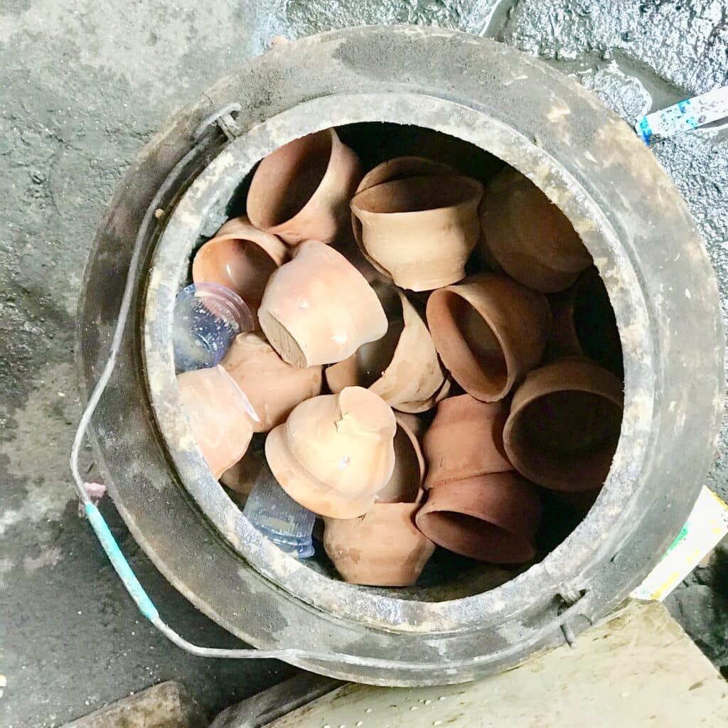 Discarded masala chai cups
