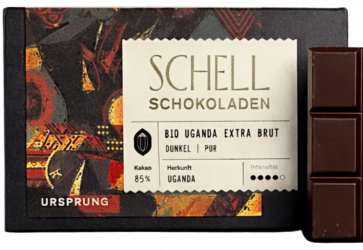 Schell Schokolade Bean 2 Bar, Uganda Extra Brut 85 %, pur