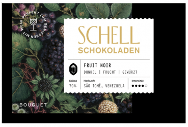 Fine Dark Fruit Noir, 70%, blackcurrant & elderberry with Kerala pepper & vanilla
