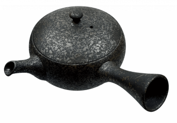 Charcoal Grey and Silver artisanal Kyusu,
