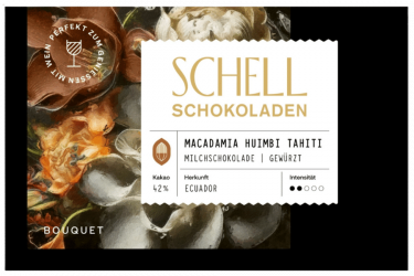 Milchschokolade Macadamia Huimbi, 42%, Macadamianuss & Vanille